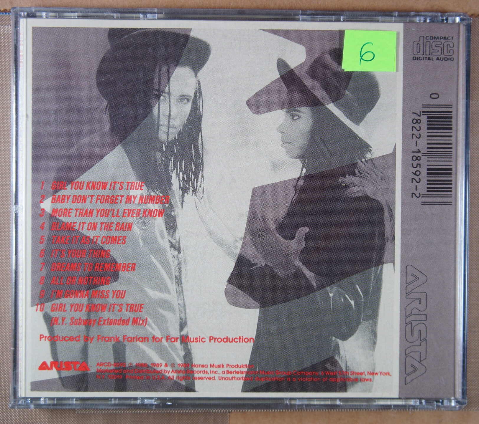 1e 6. MILLI VANILLI GIRL YOU KNOW IT’S TRUE ~ USA ~