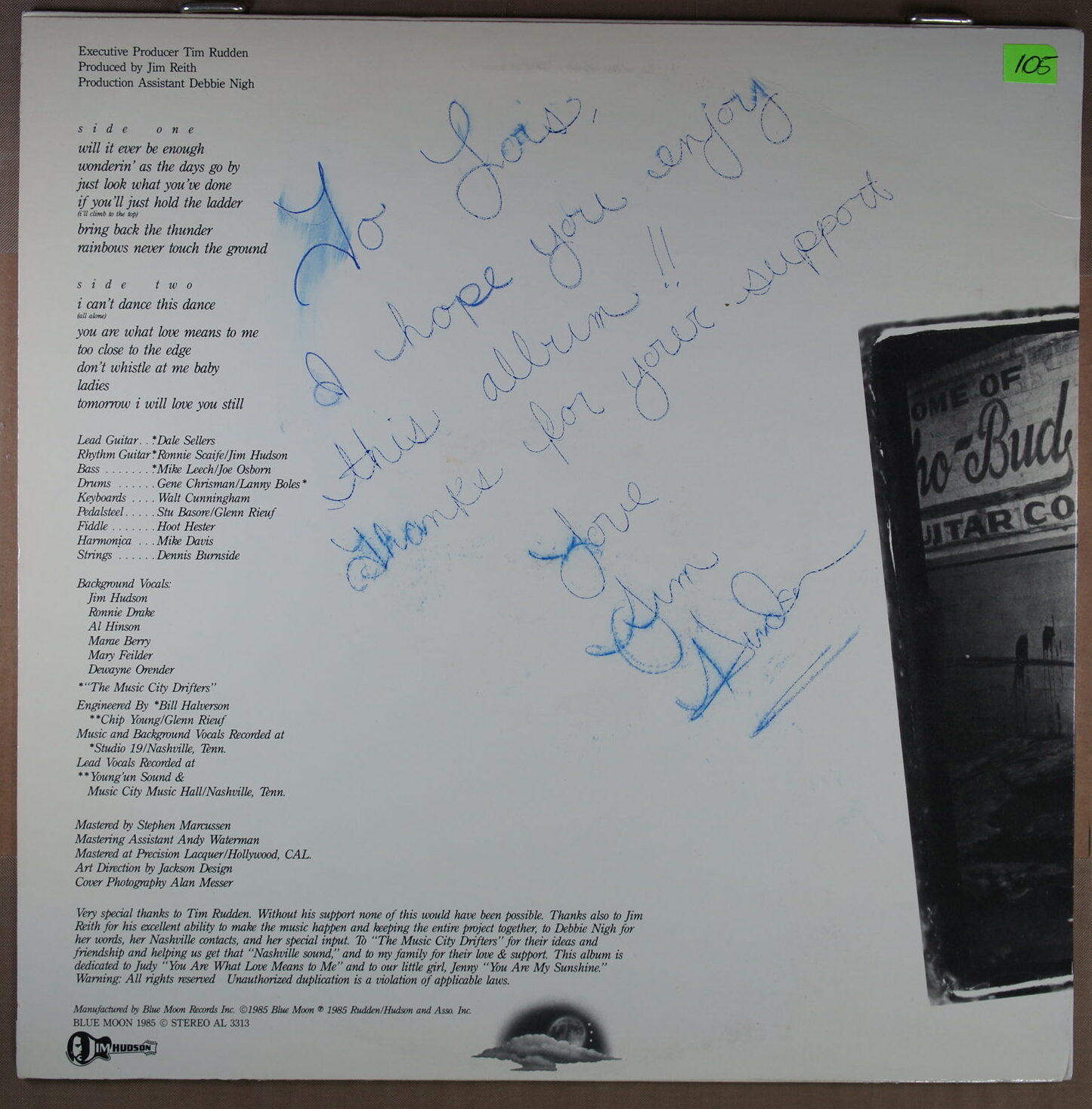 K105. JIM HUDSON BRING BACK THE THUNDER ~ AUTOGRAF ~ USA ~ - Image 5