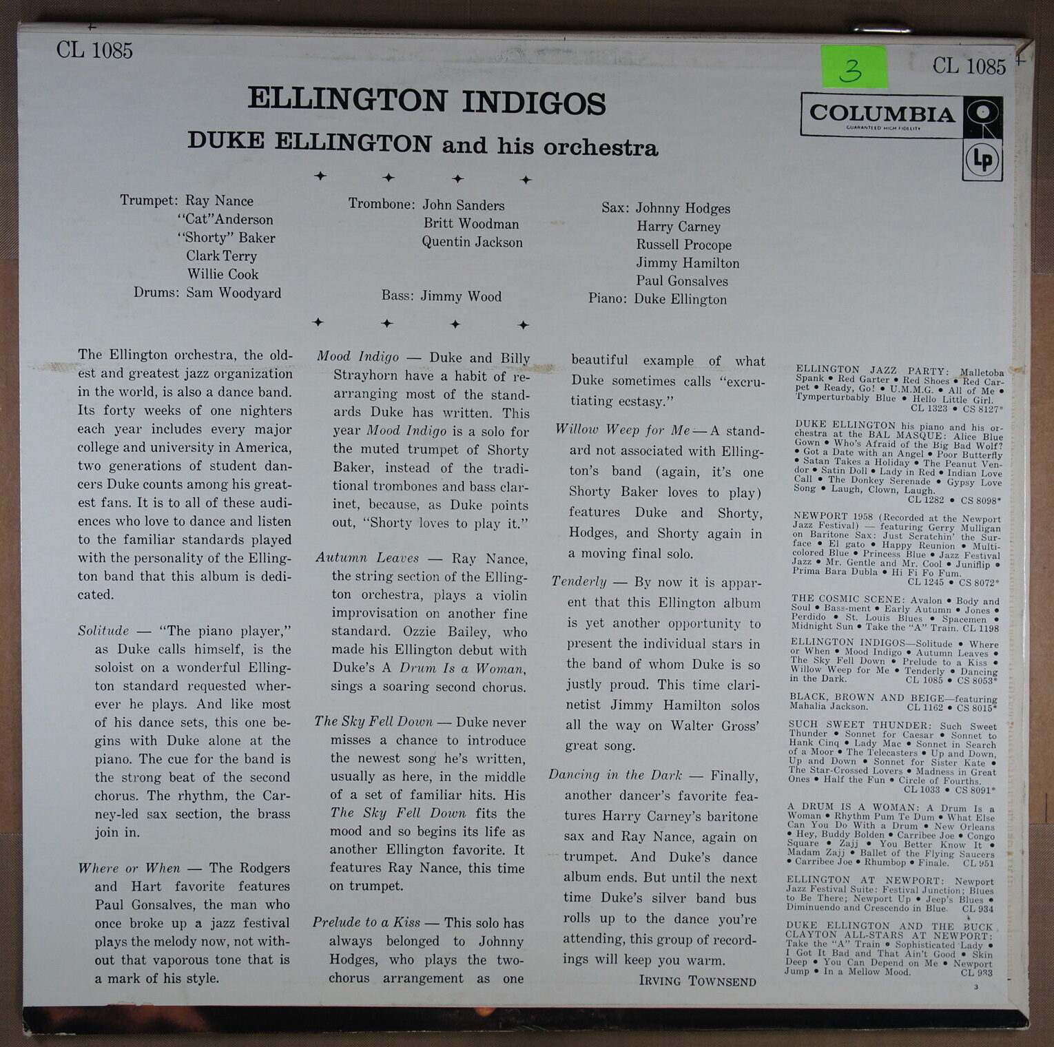 N3. DUKE ELLINGTON AND HIS ORCHESTRA – ELLINGTON INDIGOS ~ USA ~ - Image 5