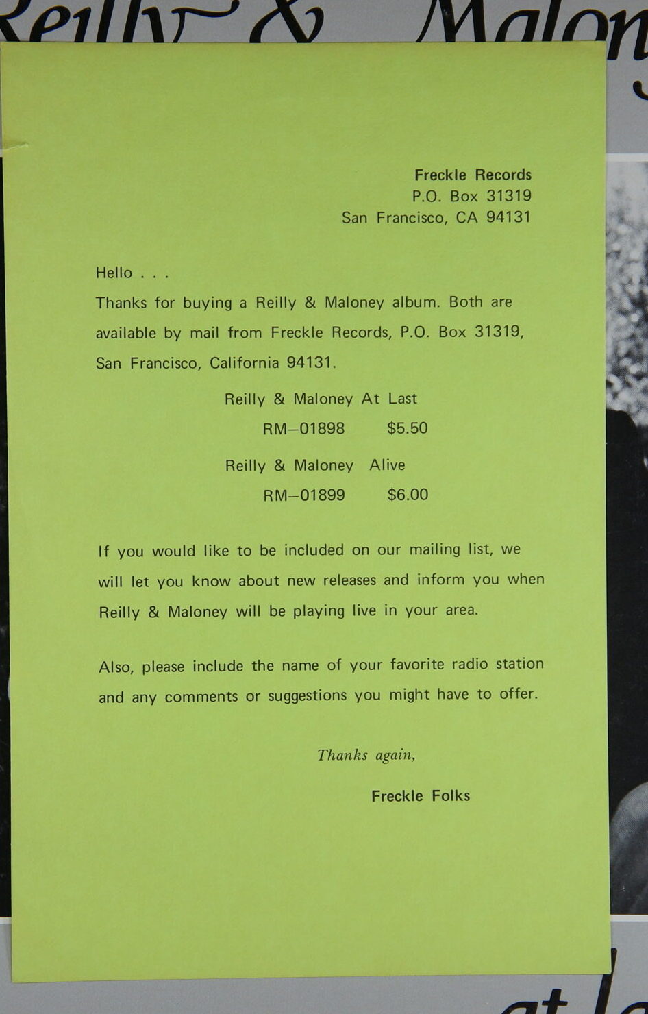 N63. REILLY & MALONEY – AT LAST ~ USA ~ - Image 4