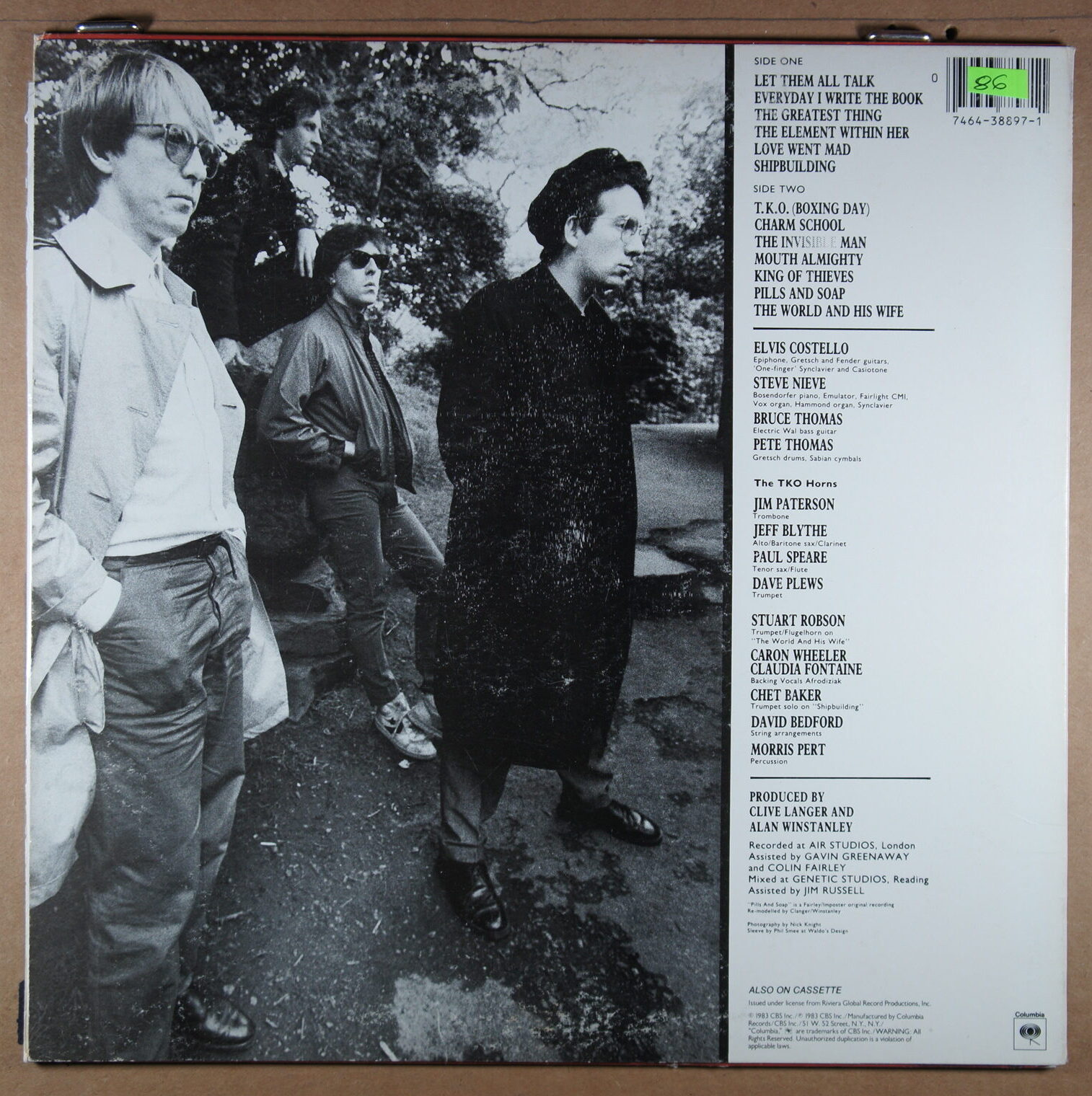 O86. ELVIS COSTELLO AND THE ATTRACTIONS – PUNCH THE CLOCK ~ USA ~ - Image 7