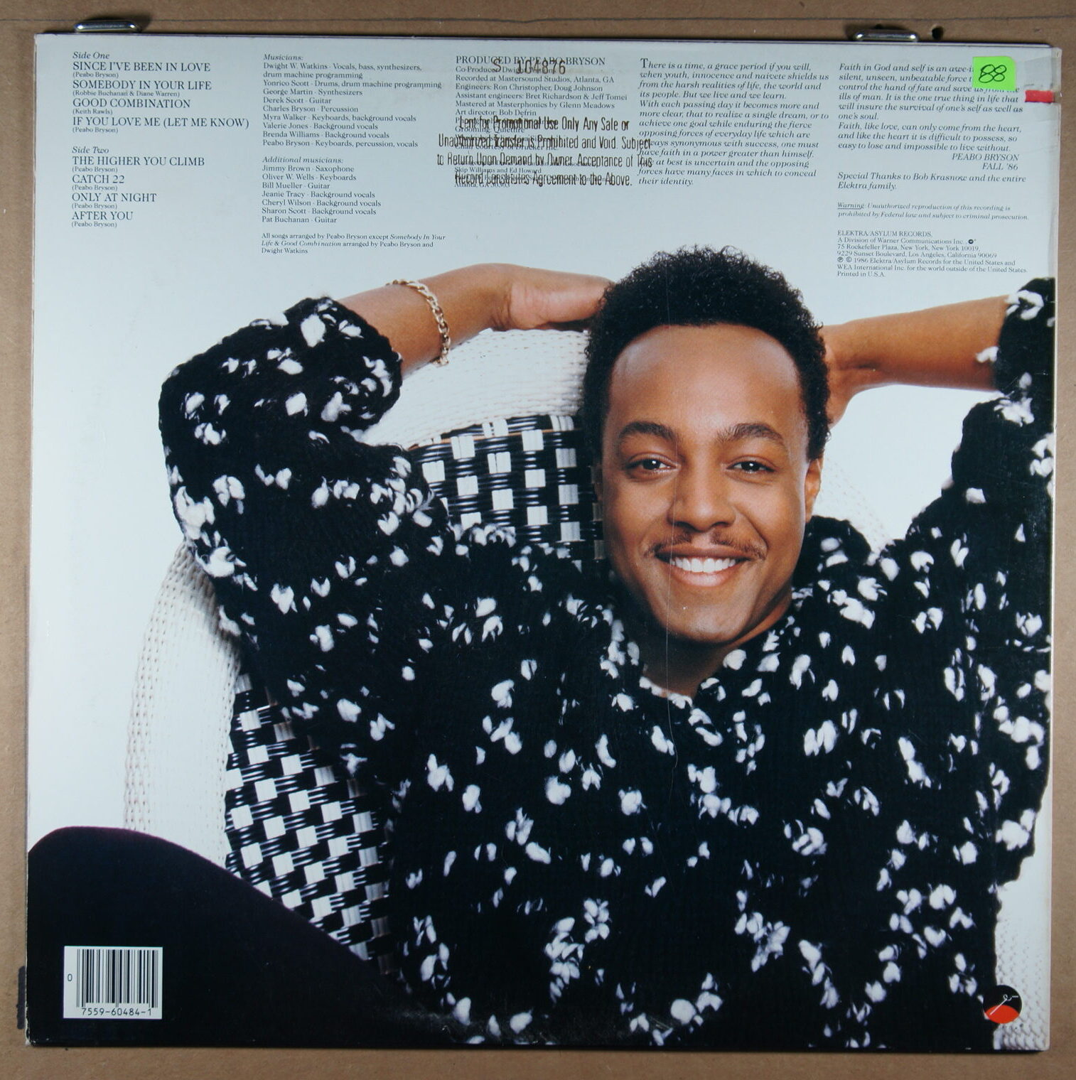 O88. PEABO BRYSON – QUIET STORM ~ Promo Copy ~ USA ~ - Image 5